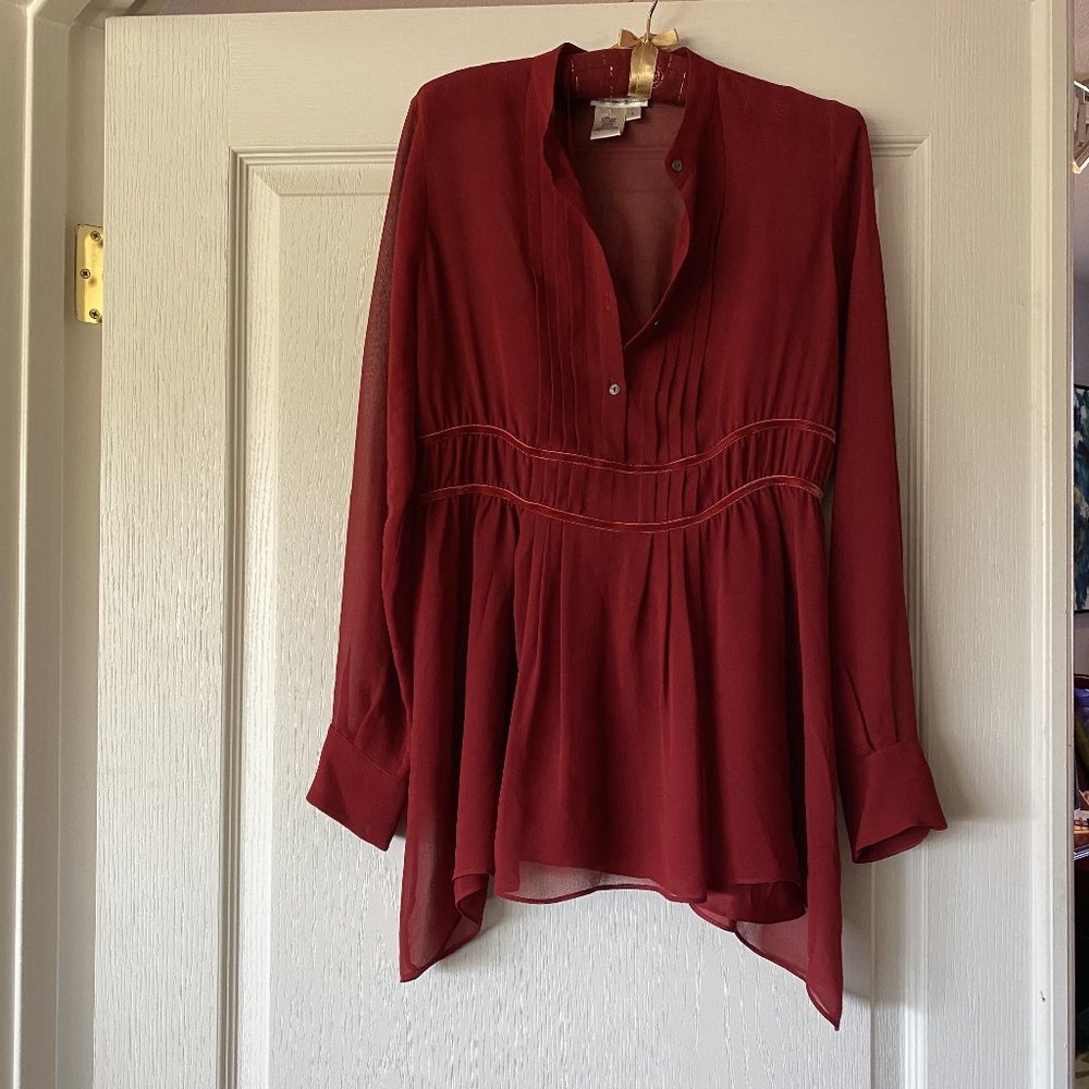 Max Studio Red Silk Blouse